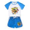 Ropa para niños del equipo Wang Wang, camiseta de manga corta de algodón, pantalones cortos, traje casual de dos piezas para niños de verano nuevos y atractivos.