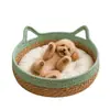 Cama para Gatos para Todas las Estaciones, Cama Refrescante de Verano, Duradera y Resistente a los Arañazos, Rascador para Gatos Tejido a Mano, Cama para Perros para Dormir de Paja Extraíble y Lavable