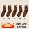 Calcetines de Lana Australiana Cálidos de Color Sólido, Calcetines Gruesos de Dibujos Animados Esponjosos de Caña Media para Otoño e Invierno, con Etiqueta de Tela, Calcetines para Dormir y Maternidad para Mujer