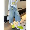 Jeans casuales rectos rotos para mujer, nuevo estilo de verano, adelgazantes para cuerpo tipo pera, diseño de talla grande, pantalones anchos cropped