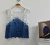Vestido Azul Tie-Dye Hecho a Mano con Raíz de Índigo Pura, Vestido Largo Artístico, Vestido Tie-Dye Protector Solar para Mujer