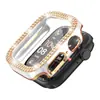 Adecuado para Apple Watch 8, Caja de Reloj con Diamantes, PC Electroplateado, Dos Tonos, Doble Fila, Recorte de Diamante, Caja de Reloj iWatch