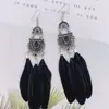 Brincos de Pena Boêmios Retrô Design de Gota d'Água de Nicho Estilo Étnico de Viagem a Yunnan Outono e Inverno Brincos com Franjas