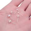 Aretes de Plata Esterlina 925 con Anillos Colgantes, Aretes de Cabeza Grande, Aretes, Pines de Cabeza Redonda con Aretes de Anillo, Pines de Bola, Accesorios de Joyería DIY