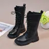 Botas femininas, novo modelo outono 2026, estilo coreano de cano alto, estilo britânico, botas estilo Martin, botas de couro de princesa, botas longas para meninas