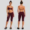 Conjunto de yoga transfronterizo con color contrastante, hermoso top deportivo de cuello halter en la espalda, conjunto de pantalones de yoga y fitness Pilates de secado rápido de cintura baja