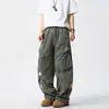 Pantalones Cargo Bordados de Pierna Ancha Estilo Americano para Hombre, Pantalones Casuales Rectos de Verano High Street Hip-Hop con Diseño Holgado