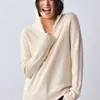 Sudadera gris sin costuras de estilo casual para mujer con hilo moteado de colores, abrigo suéter con capucha, top cálido de punto holgado