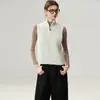 Chaleco de Punto Trenzado Completo con Cuello y Media Cremallera para Mujer Sin Mangas Suéter para Vestir Chal
