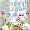 Nova faixa de decoração de aniversário disco, guirlanda de decoração de festa de aniversário infantil estilo disco do milênio e topo de bolo
