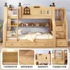 Litera para Niños, Litera Doble, Cama Alta y Baja Doméstica Económica de Madera Maciza, Litera para Adultos, Cama de Dos Pisos
