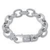 Joyería Hip Hop Europea y Americana Collar Cadena Ovalada O de 15 mm Cobre Zirconio Moda Personalidad Brazalete Diamantes Completos para Hombre y Mujer
