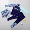 Maiô Infantil Dividido Calça Longa para Meninas Proteção Solar Secagem Rápida Cobertura da Barriga Feminina Emagrecimento Tamanho Grande Roupa Pai-Filho