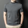 Suéter de Tricô Cashmere Lavável à Máquina de Manga Curta Masculino Gola Alta Cor Sólida Lã Penteada Suéter Puyuan Top de Seda de Amora