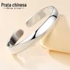 Pulseira de prata de 9999 pés feminina prata esterlina jovem rosto largo moda sólida aberta brilhante simples estilo étnico pulseira de prata