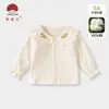 Nueva Sudadera de Algodón Puro Estilo Primavera para Niñas, Cárdigan Infantil, Top Versátil, Chaqueta de Color Sólido, Ropa Delgada para Niños Pequeños, Linda
