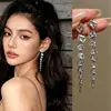Pendientes Largos de Circonita Cúbica Microincrustada de Lujo Ligero, Modernos y Sofisticados, Estilo Elegante, Colgantes Largos Sencillos y Grandiosos, Exquisita Joyería de Oreja