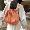 Bolso de Cubo con Cordón Bolsa de Gran Capacidad para Mujer Nuevo Simple Color Sólido Bolso Cruzado Casual de Hombro de Gama Alta