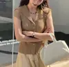 Fio com alma cardigã de malha gola lapela manga curta toque high-end francês feminino verão novo slim fit abotoamento frontal top chique