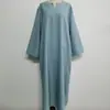 Aliexpress Amazon Comercio Exterior Transfronterizo Vestido Holgado Color Sólido Delgado Elegante Talla Grande Vestido Largo