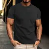Camiseta de hombre de manga corta con cuello redondo, pullover de verano nuevo, con estampado 3D, color liso, camiseta deportiva casual