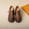Zapatos de Cuero Genuino Estilo Británico Retro Tacón Grueso de 12 cm Tacón Súper Alto Zapatos Pequeños de Cuero para Mujer, Plataforma Impermeable Tacones Altos de Moda para Mujeres Menudas