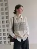 Suéter de Punto Rayado para Mujer, Nuevo Diseño sin Mangas de Cuello Redondo, Top Casual Minimalista Único