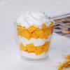 Fabricante en stock 7770 taza redonda para mousse, taza para pudín y gelatina, taza de plástico con tapa de madera de salvado, taza para helado con tapa