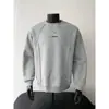 Nova Sweatshirt de Outono 2026, 380g Algodão, Rebites, Manga Longa para Homem, Camiseta Casual Solta com Patchwork, Top Plus Size