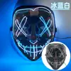 Máscara Halloween Luminosa Transfronteriza El Luz Fría Negra Forma de V Cara de Fantasma de Terror Accesorios de Fiesta Danza Led