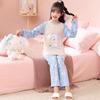 Pijamas para niños de algodón peinado, jersey de manga larga, primavera y otoño, con estampado de dibujos animados, ropa informal cálida para el hogar para niños y niñas.