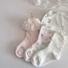 Calcetines de encaje finos estilo coreano para primavera-verano, hasta la pantorrilla, con lazo de princesa para niñas pequeñas