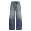 Jeans de Hombre Estilo Retro Americano Arrugados Desgastados Estilo Callejero Punk Degradado Lavados Sueltos Pierna Ancha Rectos Largos