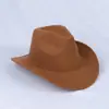 Sombrero de pescador Xizang de gran venta estilo étnico logo de cabeza de vaca sombrero de vaquero occidental ala rizada sombrero retro para montar sombrero de fieltro de lana