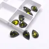 Acessório de Joia Pingente de Pedra Preciosa Verde Oliva em Forma de Gota Acessório de Pedra Principal Zircônia Verde em Forma de Pera Cz Pedra Solta