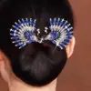 Grampo de Cabelo Pavão Azul Vintage para Mulheres, Presilha Torcida Exquisita e Elegante para Penteados, Acessório de Cabelo Prático, Estilo Chinês