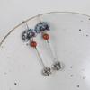Aretes Colgantes de Plata S925 Rey Ciervo Dorado Vintage Cloisonné Plata Tailandesa para Mujer Estilo Chino Peonía Azul Quemado Borla de Murciélago