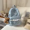 Nova Mochila Escolar Transfronteiriça Estilo Coreano para Meninas, Leve e Moderna, Adequada para Alunos do Ensino Fundamental, Mochila de Veludo Cotelê de Grande Capacidade