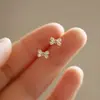Brincos Delicados Estilo Coreano Cao Shi Temu Mais Vendidos para Mulheres, Joia Doce com Laço e Zircônia, Estilo Diário Elegante e Requintado