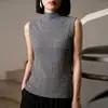Novo Suéter de Tricô Feminino Outono 2026, Colete Feminino Sem Mangas de Gola Alta Parcial, Camisa Básica Versátil, Colete Feminino