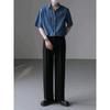 Camisa de Manga Corta para Hombre Estilo Coreano INS a la Moda Guapo Top de Verano Holgado Casual Manga Media Camisa de Mezclilla Lavada para Hombre