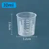 Copo medidor de laboratório grosso de 30ml, 50ml e 100ml com escala, copo medidor pequeno de plástico PP para atacado direto da fábrica.
