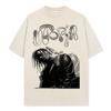 Camiseta de manga corta con estampado de Travis Scott, estilo retro americano, estilo hip hop, lavada, vintage, gruesa, holgada, con cuello redondo.