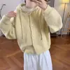 Suéter Chaqueta con Capucha de Nuevo Estilo Coreano Suave y Ceroso para Mujer, Cárdigan de Punto Holgado Perezoso Retro
