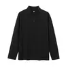 Fábrica Transfronteiriça 250g Algodão Estiloso Gola Meia-Alta Gola Henley Manga Longa Camiseta Unissex Camada Base Manga Longa Top