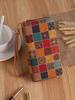 Nueva Cartera Larga de Doble Cierre Estilo Bohemio Grano de Madera Retro Portátil Geométrica Multitarjeta de Gran Capacidad