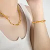 Collar de cadena torcida estilo hip hop, elegante y moderno collar chapado en oro para clavícula, regalo de vacaciones para niñas.