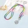 2024 Creativo 6 Filas Strass Lanyard para Teléfono Cadena Larga Correa de Muñeca Anti-Caída Universal Portapase de Trabajo