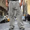 Outono 2025 Calças Casuais de Veludo Transfronteiriças Calças Masculinas Casuais Respiráveis de Perna Larga Multi-bolsos Retas