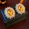 Pendientes Vintage de Plata con Forma de Rombo y Gota de Aceite Estilo Palacio Retro Exquisitos Pendientes de Botón Lujo Ligero Pendientes de Gama Alta
